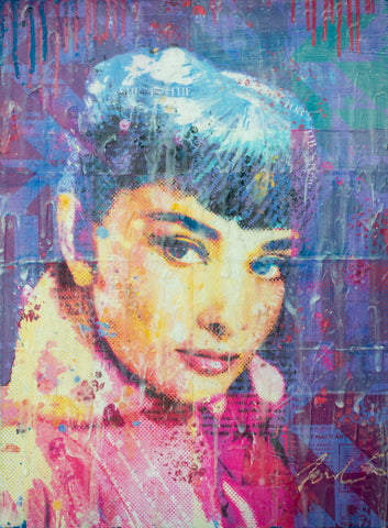 Audrey In A Pink Coat 24x18
